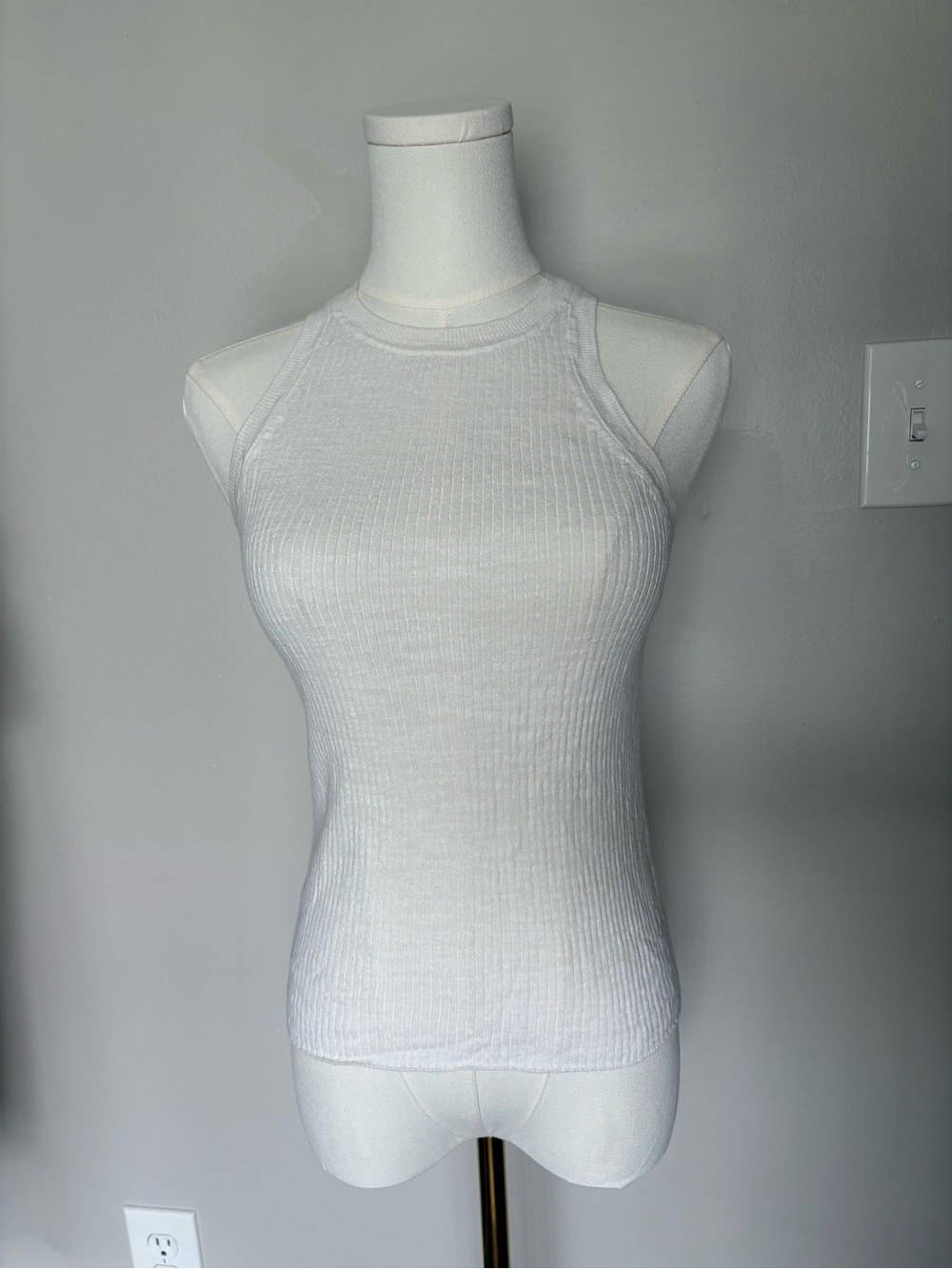 Buck Mason White Ribbed Halter Tank